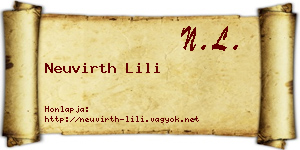 Neuvirth Lili névjegykártya